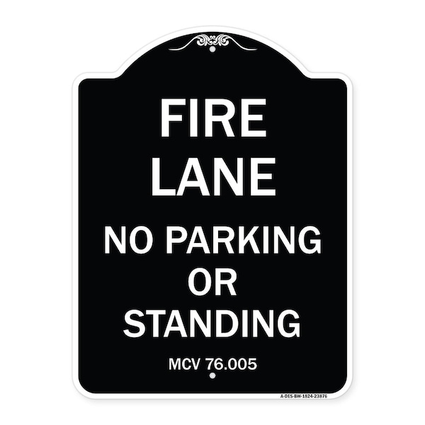 Signmission Michigan Fire Lane No Parking or Standing Heavy-Gauge Aluminum Sign, 24" x 18", BW-1824-23876 A-DES-BW-1824-23876 - main